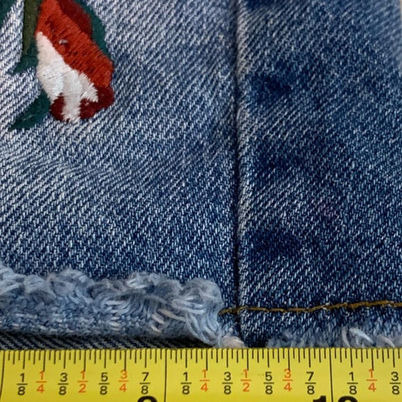 Blue Denim Shorts with Floral Embroidery - Picture 11 of 11